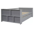 Wood Twin Size Daybed Frame with Storage Drawers, Day Bed Frame Twin with Storage Shelves for Kids Boys Girls