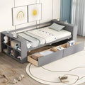 Wood Twin Size Daybed Frame with Storage Drawers, Day Bed Frame Twin with Storage Shelves for Kids Boys Girls