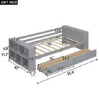 Wood Twin Size Daybed Frame with Storage Drawers, Day Bed Frame Twin with Storage Shelves for Kids Boys Girls