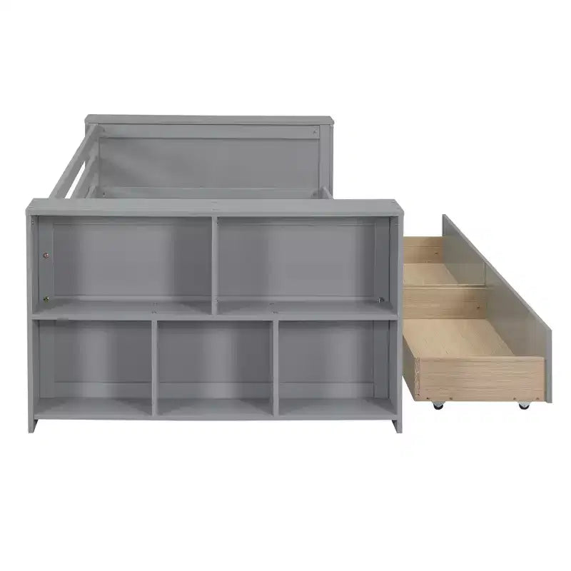 Wood Twin Size Daybed Frame with Storage Drawers, Day Bed Frame Twin with Storage Shelves for Kids Boys Girls