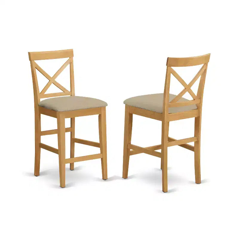 HomeStock 41.5 in.H Brown Finish High Back Wooden Counter Barstool in Rectangle Shape with Polyster Unupholstered