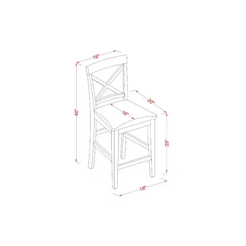 HomeStock 41.5 in.H Brown Finish High Back Wooden Counter Barstool in Rectangle Shape with Polyster Unupholstered