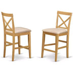 HomeStock 41.5 in.H Brown Finish High Back Wooden Counter Barstool in Rectangle Shape with Polyster Unupholstered
