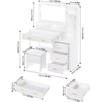 Makeup Vanity Desk with Mirror and Lights, Vanity Set with 3 Adjustable Lighting Colors