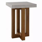 Royal Hampton End Table, Gray Faux Concrete Top, Walnut Brown Wood, 16 Inch