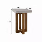 Royal Hampton End Table, Gray Faux Concrete Top, Walnut Brown Wood, 16 Inch