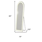 HomeRoots 60 Clear Arch Lighted Freestanding and Wall Mount Frameless Full Length Mirror