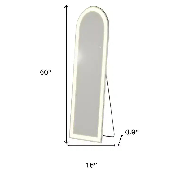 HomeRoots 60 Clear Arch Lighted Freestanding and Wall Mount Frameless Full Length Mirror