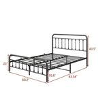 Okak Queen Size Bed Frame, Metal Platform Bed Frame with Headboard and Strong Slat Support for Bedroom, Living Room, Black