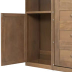 Queen Size Wooden Murphy Bed with Storage Shelves & Cabinets, Foldable Wall Bed, Natural - ModernLuxe