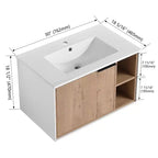 Eco-friendly plywood vanity cabinet, scratch-resistant and waterproof, with ceramic sink. Adult assembly required. Suitable for bathrooms.