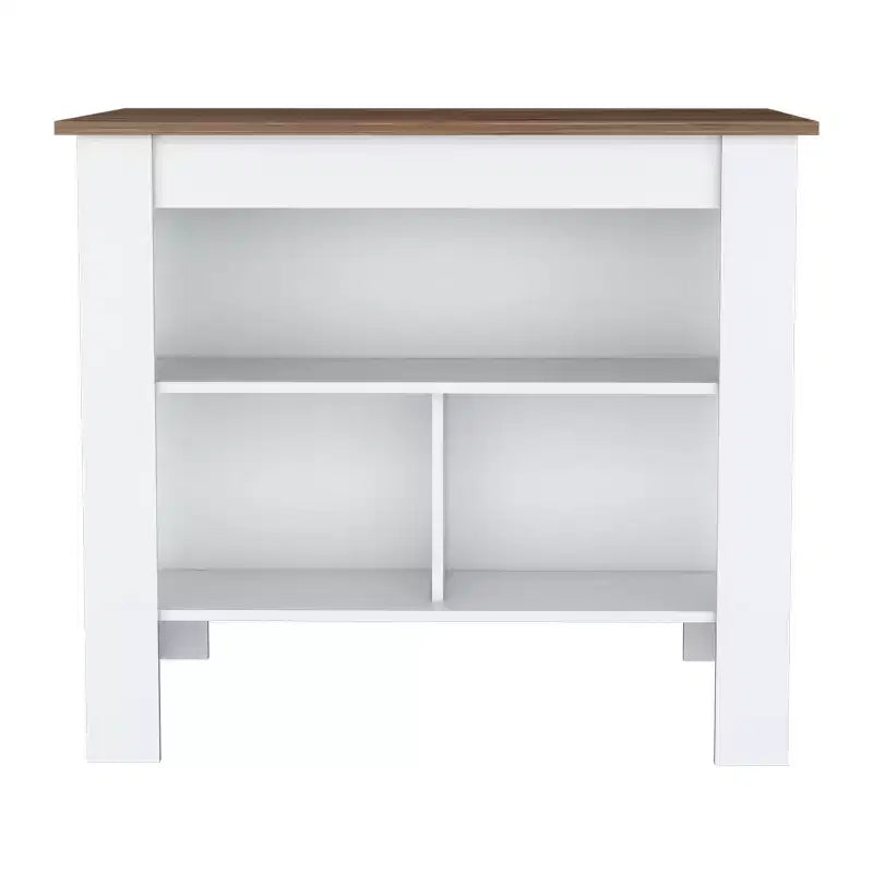 HomeStock 35.4 in.H Mahogany Wood Kitchen Islands for Modular Kitchen with 2 Shelves
