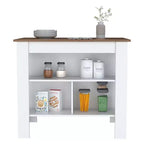 HomeStock 35.4 in.H Mahogany Wood Kitchen Islands for Modular Kitchen with 2 Shelves