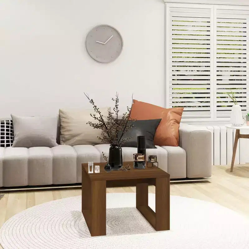 Clihome Modern Oak Side Table, Elegant Compact Square Accent Table for Living Room and Bedroom Decor