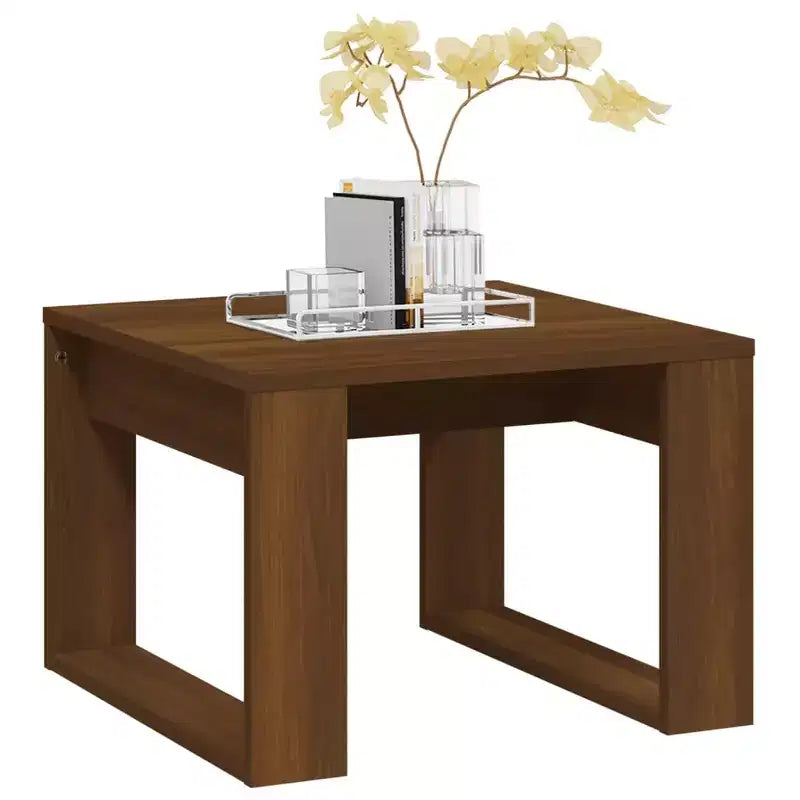 Clihome Modern Oak Side Table, Elegant Compact Square Accent Table for Living Room and Bedroom Decor