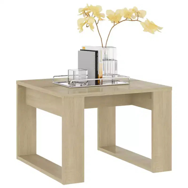 Clihome Modern Oak Side Table, Elegant Compact Square Accent Table for Living Room and Bedroom Decor