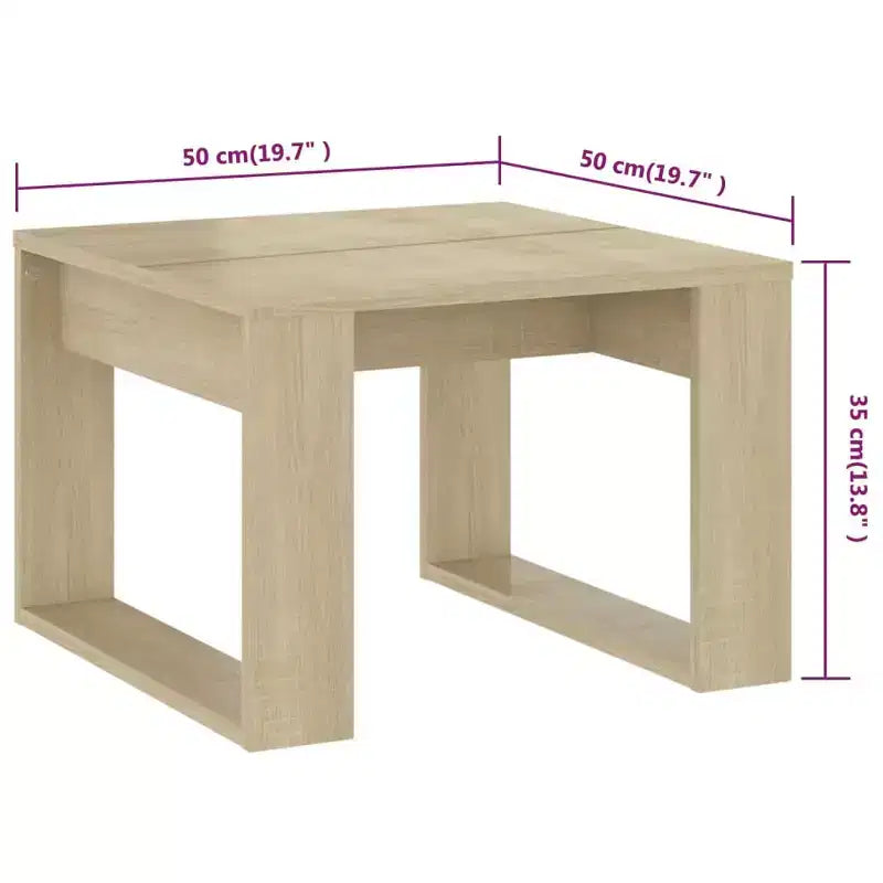 Clihome Modern Oak Side Table, Elegant Compact Square Accent Table for Living Room and Bedroom Decor
