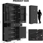 72 Inch Pantry Cabinet, Space-Saving Wood Kitchen Storage Cabinet with Drawer