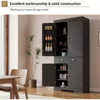 72 Inch Pantry Cabinet, Space-Saving Wood Kitchen Storage Cabinet with Drawer