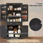 72 Inch Pantry Cabinet, Space-Saving Wood Kitchen Storage Cabinet with Drawer