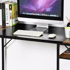 FurnitureR 55.1 Computer Desk with Side Shelves, Industrial Style Gaming Desk with Metal Frame, Home Office Workstation with Storage for PC, Laptop