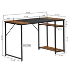 FurnitureR 55.1 Computer Desk with Side Shelves, Industrial Style Gaming Desk with Metal Frame, Home Office Workstation with Storage for PC, Laptop