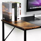 FurnitureR 55.1 Computer Desk with Side Shelves, Industrial Style Gaming Desk with Metal Frame, Home Office Workstation with Storage for PC, Laptop