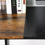 FurnitureR 55.1 Computer Desk with Side Shelves, Industrial Style Gaming Desk with Metal Frame, Home Office Workstation with Storage for PC, Laptop