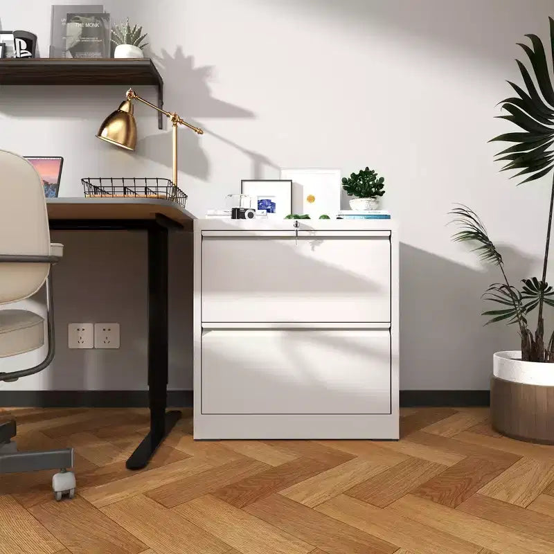 2 Drawer Lateral File Cabinet with Lock, Metal Lateral Steel Wide Horizontal Filing Cabinets