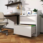2 Drawer Lateral File Cabinet with Lock, Metal Lateral Steel Wide Horizontal Filing Cabinets