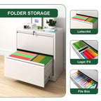 2 Drawer Lateral File Cabinet with Lock, Metal Lateral Steel Wide Horizontal Filing Cabinets