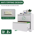 2 Drawer Lateral File Cabinet with Lock, Metal Lateral Steel Wide Horizontal Filing Cabinets