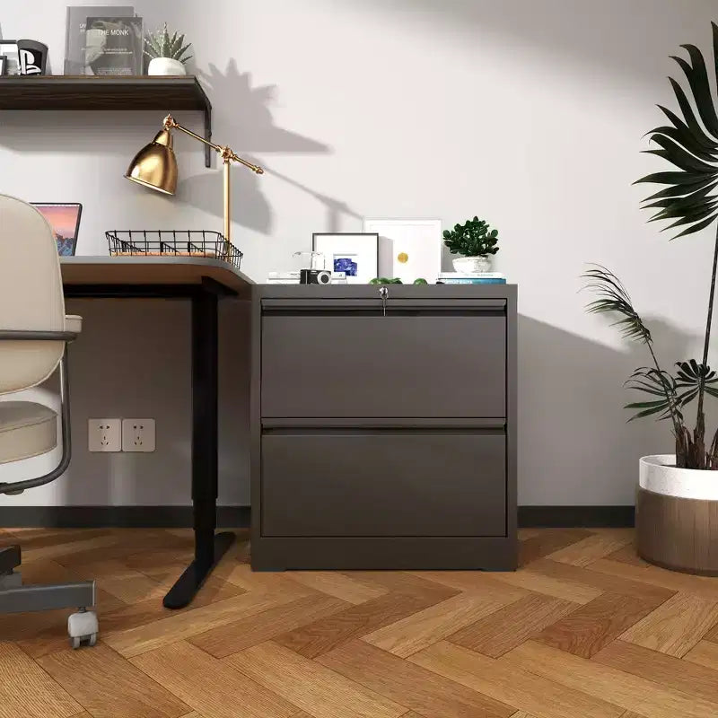 2 Drawer Lateral File Cabinet with Lock, Metal Lateral Steel Wide Horizontal Filing Cabinets