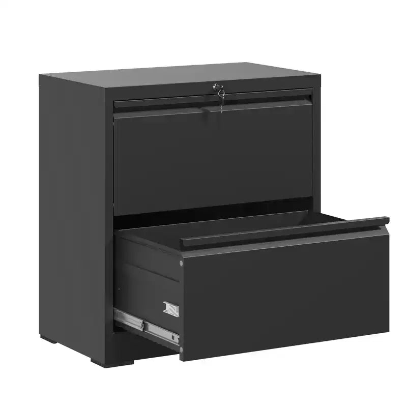 2 Drawer Lateral File Cabinet with Lock, Metal Lateral Steel Wide Horizontal Filing Cabinets