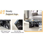 31.5 Black Round MDF Coffee Table, Modern Minimalist Nordic Scratch-Resistant Table for Living Room Office Bedroom