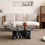 31.5 Black Round MDF Coffee Table, Modern Minimalist Nordic Scratch-Resistant Table for Living Room Office Bedroom