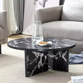 31.5 Black Round MDF Coffee Table, Modern Minimalist Nordic Scratch-Resistant Table for Living Room Office Bedroom