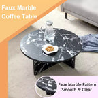 31.5 Black Round MDF Coffee Table, Modern Minimalist Nordic Scratch-Resistant Table for Living Room Office Bedroom