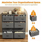 JIONJOY 10-Drawer Storage Cabinet - Easy Assembly Organizer for Bedroom, with Qnti-Toppling Design and Adjustable Feet,Gray