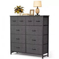 JIONJOY 10-Drawer Storage Cabinet - Easy Assembly Organizer for Bedroom, with Qnti-Toppling Design and Adjustable Feet,Gray