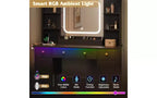 DEXYLLO Makeup Vanity Desk with Lights, LED Vanity with Lighted Mirror, Charging Station, RGB Vanity Table Set with 3 Drawers