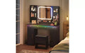 DEXYLLO Makeup Vanity Desk with Lights, LED Vanity with Lighted Mirror, Charging Station, RGB Vanity Table Set with 3 Drawers