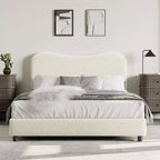 GustoWave Upholstered Boucle Bed Frame with Headboard, No Box Spring Needed