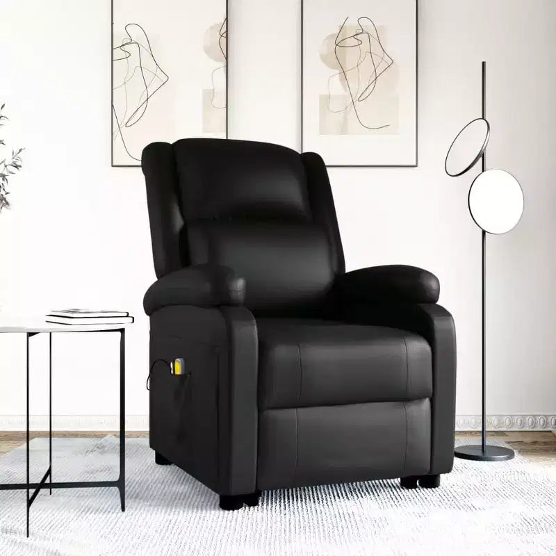vidaXL Power Lift Massage Recliner Black Faux Leather