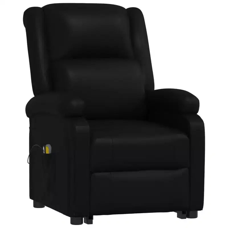 vidaXL Power Lift Massage Recliner Black Faux Leather