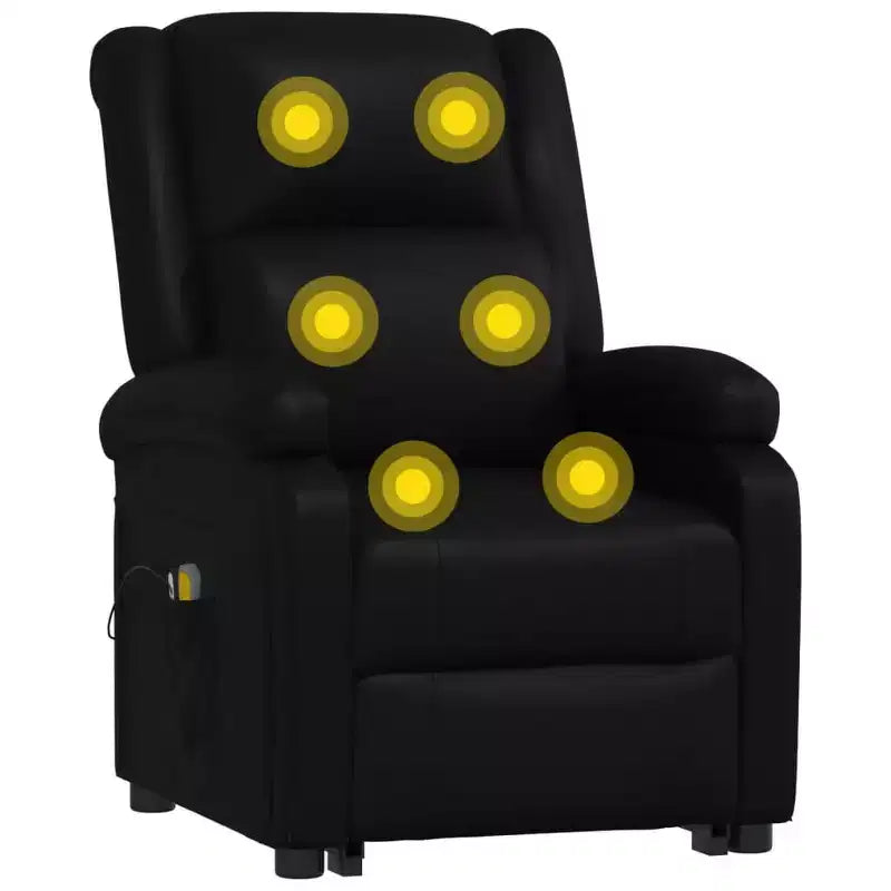 vidaXL Power Lift Massage Recliner Black Faux Leather