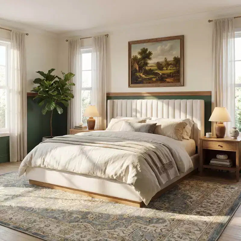 Christopher Knight Home Nashville Modern Linen Upholstered Bed with Wingback Headboard