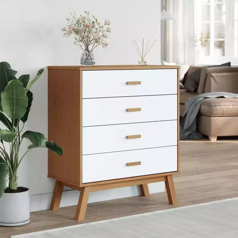 vidaXL Drawer Cabinet White and Brown