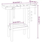 vidaXL Workbench with Vices 36.2x18.9x32.7 Solid Wood Acacia