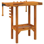 vidaXL Workbench with Vices 36.2x18.9x32.7 Solid Wood Acacia